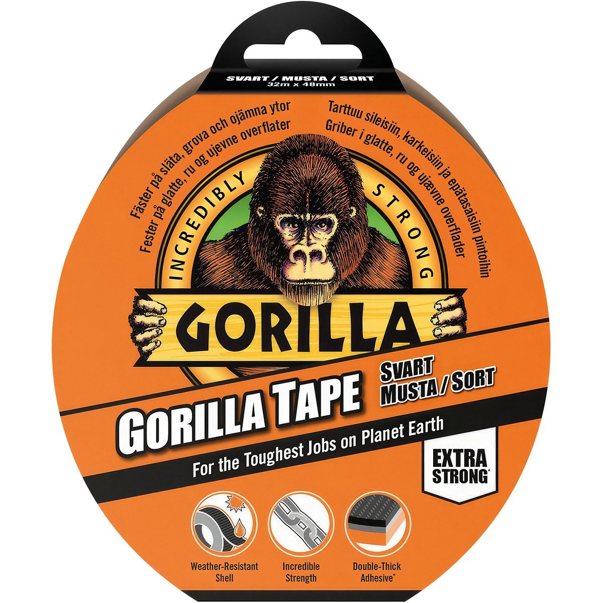 GORILLA-TEIPPI MUSTA 48MM X 32M