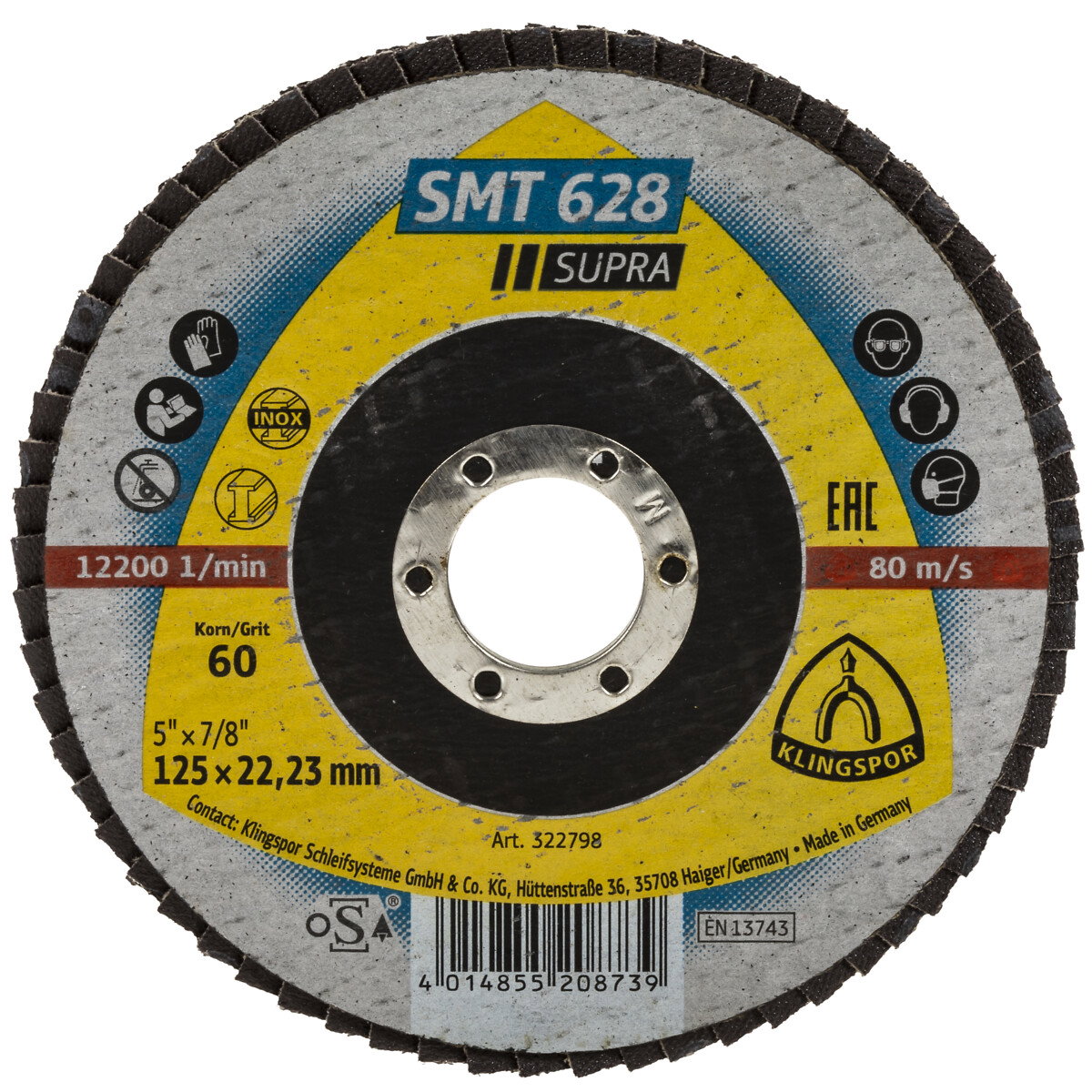 LAMELLILAIKKA 125MM G60 SMT628 SUORA